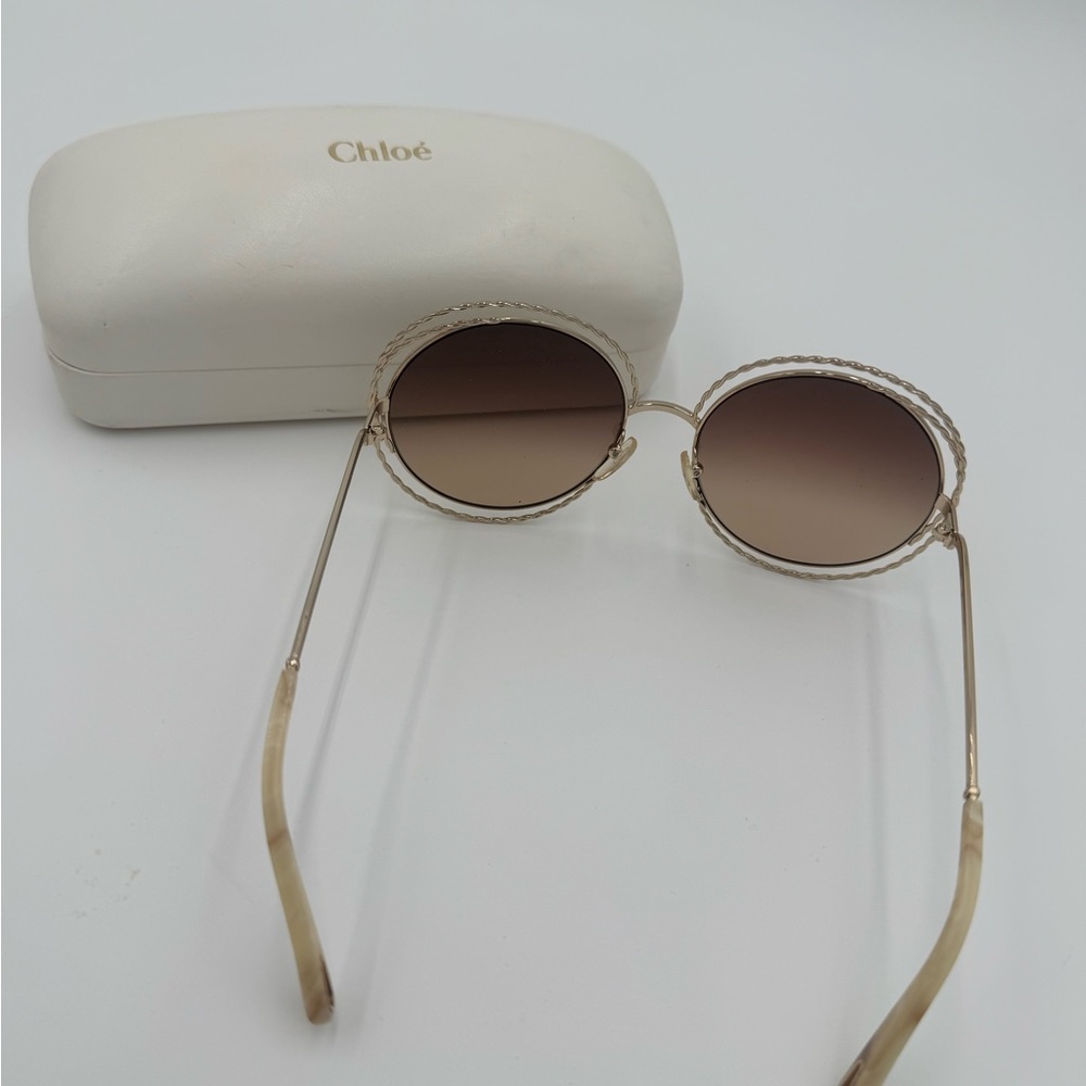 Chloe Braided Gold Sunglasses with Gradient Brown Lenses - Picture 6 of 9